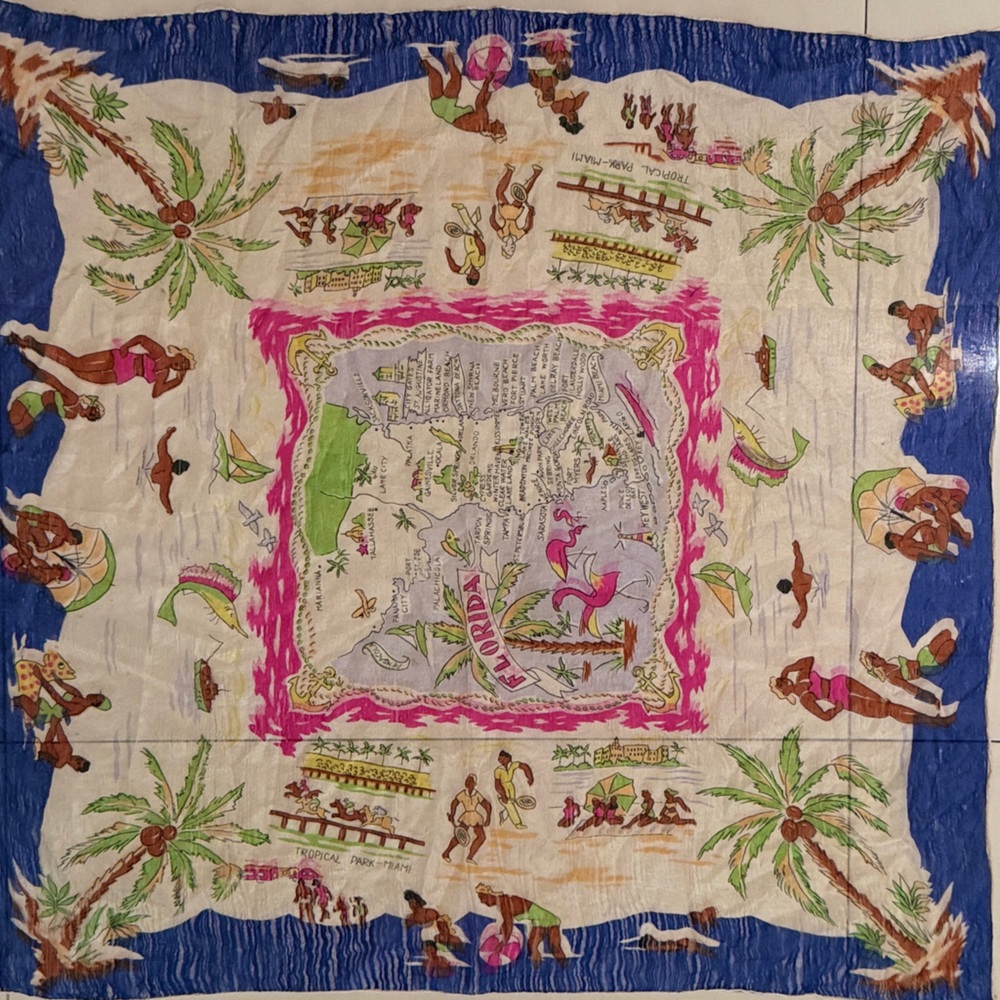 Vintage Silk Florida Print Scarf